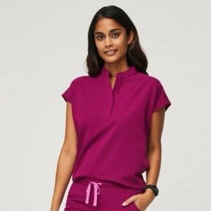 Figs Dark Magenta Rafaela Scrub Top